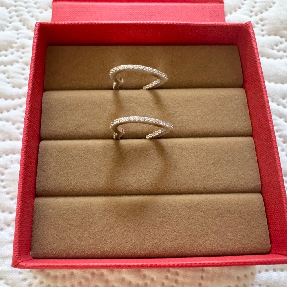 Melanie Auld Pave Heart Hoop Huggies – Sterling Silver